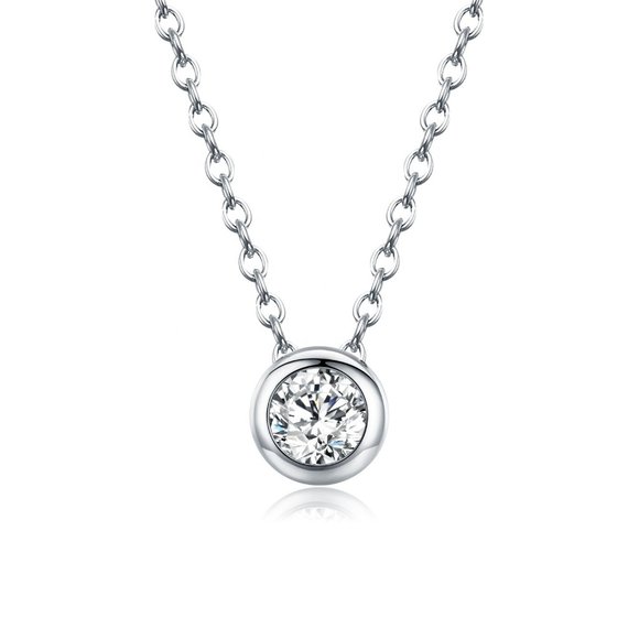 Solitaire Pendant Necklace with a Round Brilliant Moissanite Diamond